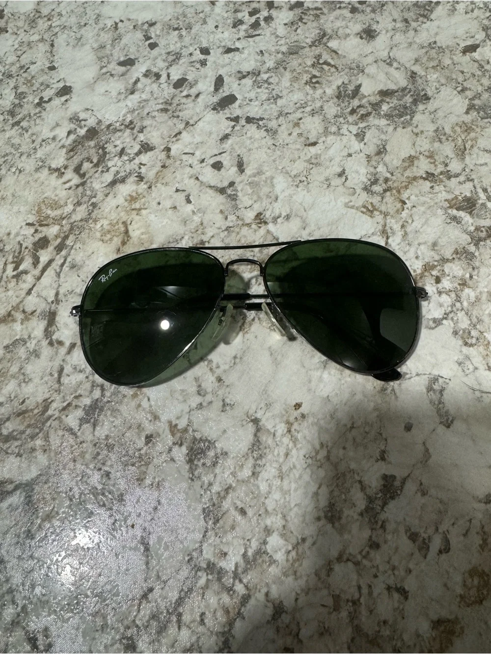 Ray-Ban Aviator Sunglasses with Dark Green Lenses and Black Frame